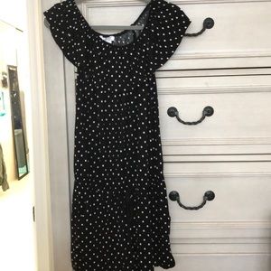 Black romper with white polka dots